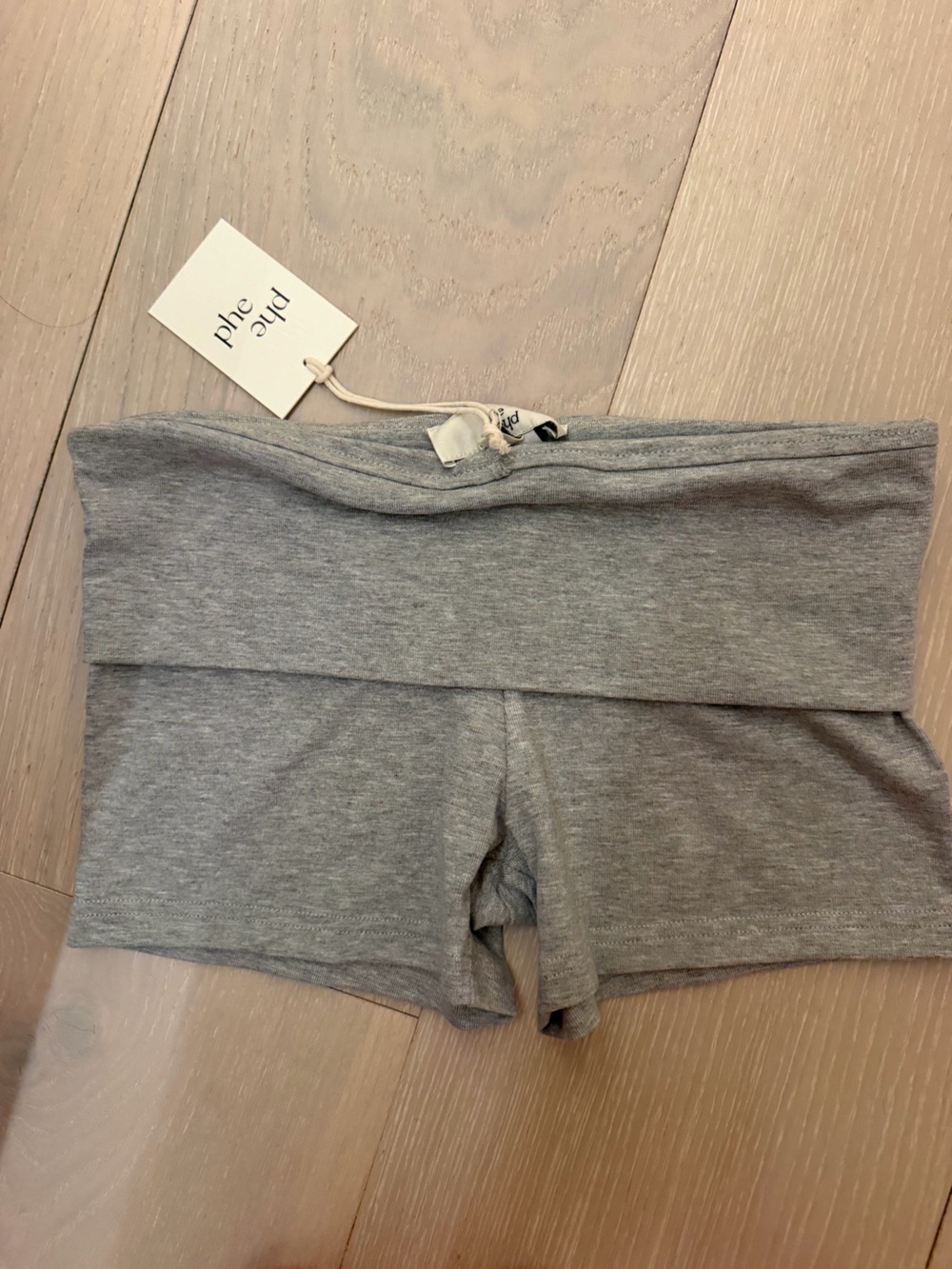 PHE PHE Grey Fold-Over Waist Yoga shorts